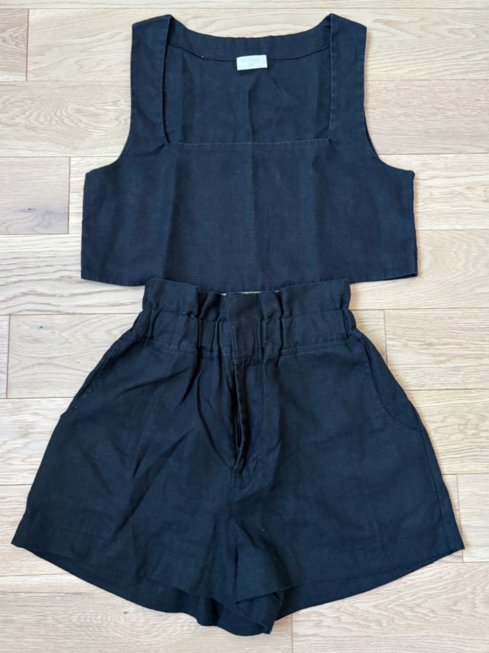 Posse Black, Linen Two-Piece Alice Top & Ducky Shorts Set